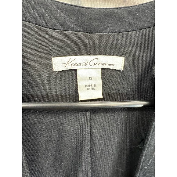 Kenneth Cole Black Sleeveless V Neck Knee Length Dress Size 12 Long Front Zipper - Picture 6 of 6